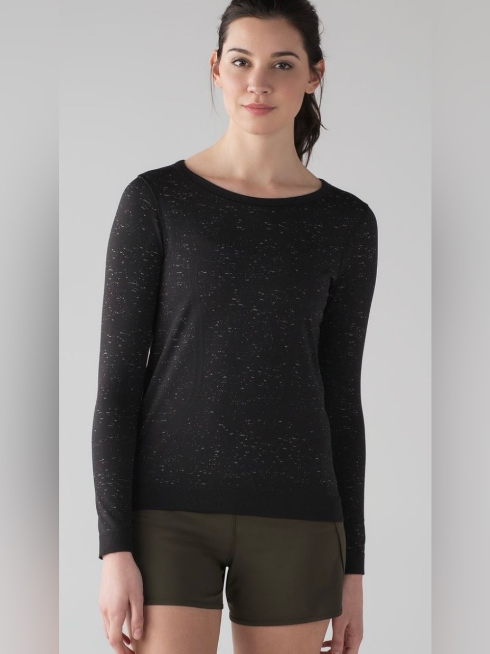 lululemon Long Sleeve Swiftly Black Speckle Crew Top Size 8?
